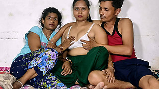 Hot Indian Wife In Threesome Sex With Her Step Sister With Husband