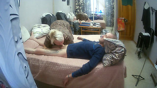 My stepmom interrupted my hand job, gave me a deep blowjob and swallowed my cum