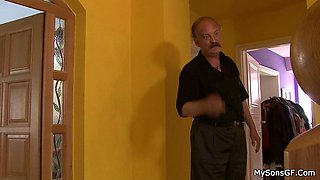 Dude catches teen GF doggystyled by his old dad