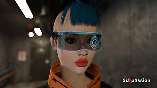 Marked by Neon: Nexus-3 Cyberpunk Deepthroat, Reverse Cowgirl Anal