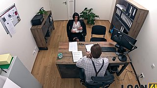 Brunette hottie Asandra Dewy rides cock and gets fucked on the table