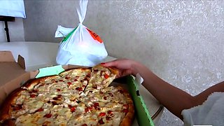 Naked Russian Blonde Surprises Delivery Guys