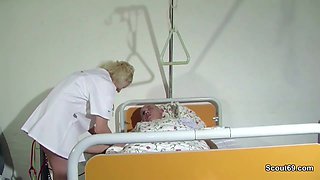 German Teen Nurse Help Old Men to Cum with a Fuck