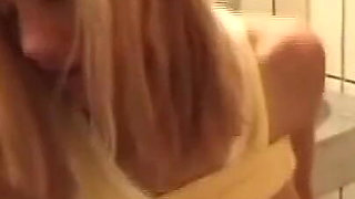 Wonderful Teen with Small Tits Fucked and Cummed in Mouth in The Bathroom