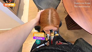 A young red-haired farm girl came to a big city for knowledge, but got rough sex and cum in her mouth