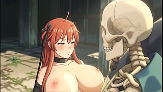 Cartoon animated, anime monster, blowjob on knees