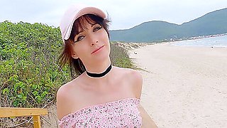 Squirting On Public Beach And Dripping Anal Creampie ! Stepsister & Honey Play Box