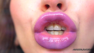 Wet Violet Glossy Kiss Close up