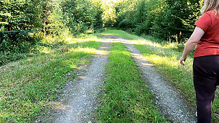 While Hiking Her Naked Breasts Punished