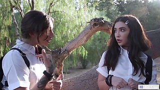 Jane Wildes Secret Lesbian Student April Hot Stalks Crush April Olsen in Outdoor Uniform Seduction with