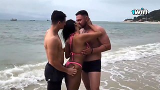 Wow, the greatest romp on the beach with these 2 dudes, I gave it to them right there - super super-steamy gonzo porn!