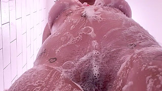 POV Shower Soapy Boobs Hairy Pussy Close-up Twerking Tease Teen Petite Slut