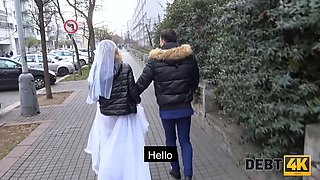 Debt4k. lady pays debt for vr helmet by offering collector her labia