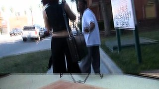 Femdom cuckold with interracial blowjob from brunette