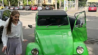 Old blonde babe is very horny and fucks a young dick