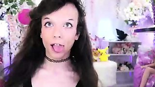 Shemale tranny enjoying solo masturbation