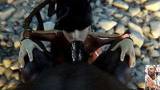 Eve Deepthroating BBC, Chun-li Deepthroating a Hard Cock While Mai Sucks on His Balls