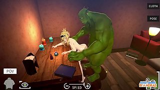 Ep5: Thalia likes doggy style near the table sexual pose 4 - Orc Massage