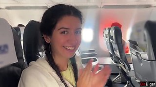 Public Dick Flash on Airplane - Cute Brunette Makes Me Cum in 2 Minutes POV