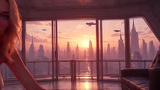 2099 Olivia in the Future Suggestive Teasing showing her Ample Cleavage Part 1