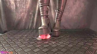 Christmas CBT Ballbusting & Trampling in KOI Boots - Femdom Footjob with TamyStarly