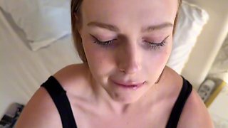 Adorable Russian teen takes stepson's big cock while husband is away