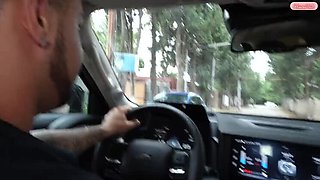 Slut Wife Sucks Stranger's Huge Cock in Car While Cuckold Hubby Watches