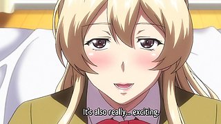 Innocent anime lady lets her lover in for the first time