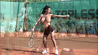 WITHOUT BRA BARE TENNIS MATCH - (Bare in Public AI Relaxation)