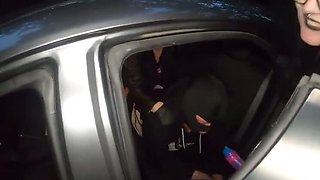 Amateur MILF Threesome in Car - German Cougars Pegging Rideshare Driver