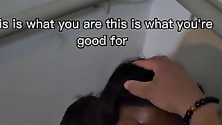 Shy Girl Gets Convinced in Elevator to Swallow a Stranger's Cum