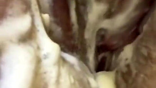 Bbwbootyful having a bath soaping my fat hair pussy