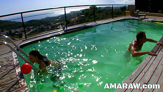 Brunette Jordanne Kali doggy style fucked by the pool