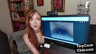 Inked ginger femdom ridiculing tiny cock