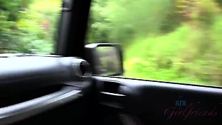 horny Elsa Jean sucks and gets dicked in car - pov