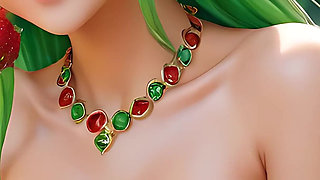 Ai Nude Art - Cartoon Style Nude Adult Woman Eating Strawberry