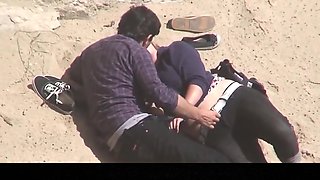 Estrangeiro - Hidden Cam Couple, plump woman sex in beach