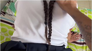 My Big Ass Step-daughter Seduces Me With Her School Uniform And Gets A Huge Cum In Her Mouth