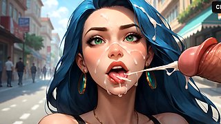 Blue Hair Milk Goddess Sips Double Penises