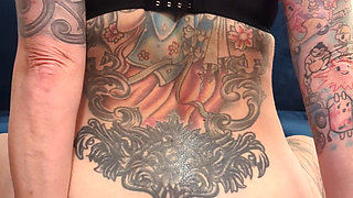 Tattoo MILF Riding Black 8 Dildo