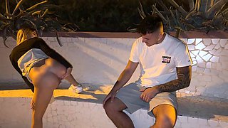 Fucked outdoors with a stranger who is not wearing underwear, passers-by interrupt us