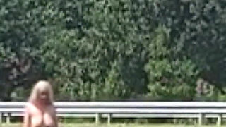 The Slave Girl Is Punished with Buckets of Pussy and Tits to Show off to the Drivers.