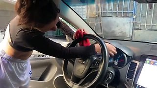 I Wash My Car and Get a Blowjob & Facial from Julieth & Lizeth