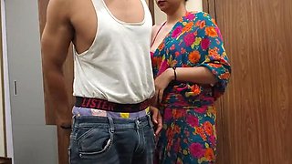 Desi Stepmom Gives Stepson a Sexy Massage - Hindi Dirty Talk & Hot Bathroom Action