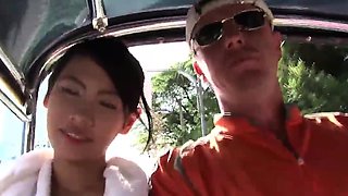 Tiny Thai teen picked up in a Tuk Tuk and fucked hard after