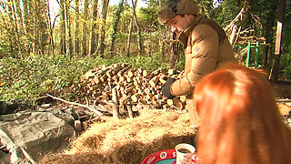 Sweet small titted redhead pounded outdoor and milked by her hard fucker