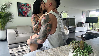 I Take Beautiful College Girl to My House and She Surprises Me with Her Black Lingerie - I Cum on Her Hairy Pussy