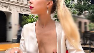 Flashing boobs in public. Topless right in the middle of a