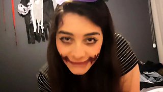 She dresses as a witch and gets fucked