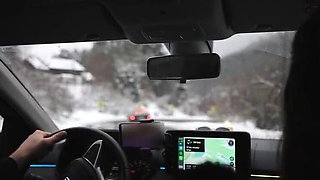 Laura Quest Winter Blowjob Outdoor Public Sex with Cum in Mouth - Amateur Teen Girlfriend Fucking in Car